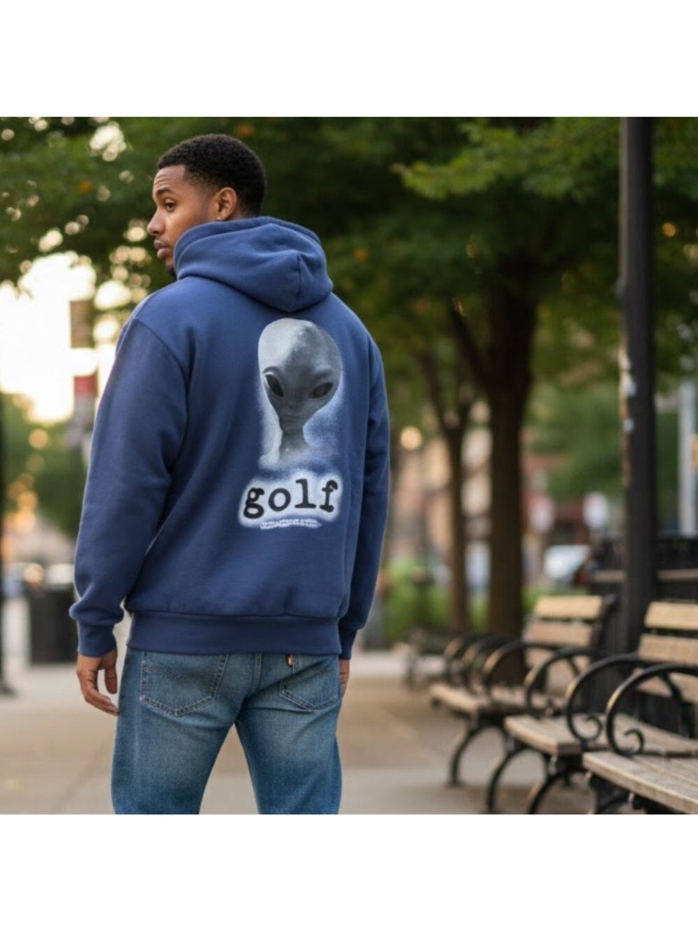 Golf Wang Navy Blue Never Face it Alone Hooded Jacket - Size Large
